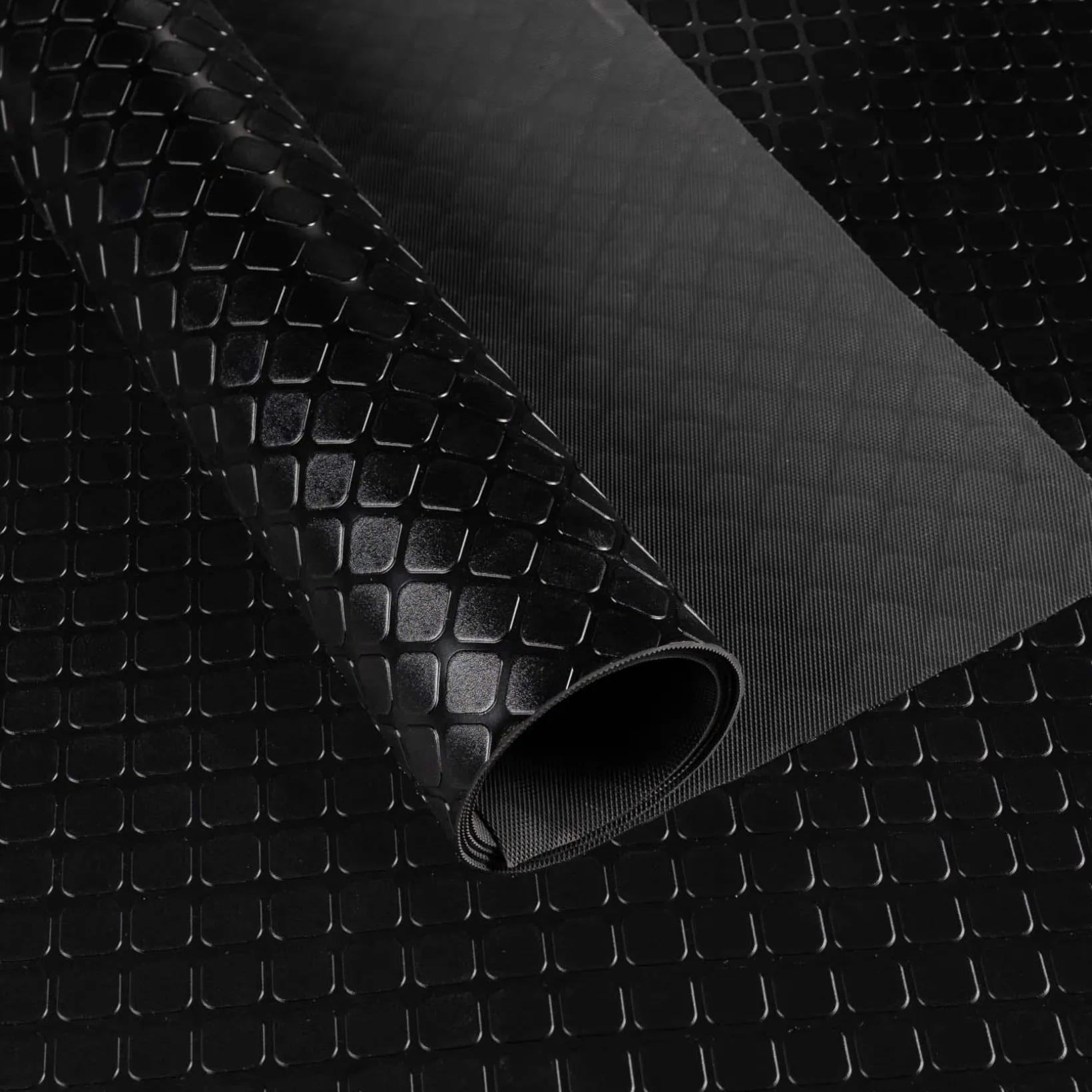 PVC Bodenbelag Meterware Antirutschmatte Dionis Vinylboden Rollenware Stärke 1,5mm Karo Schwarz Breite 100cm