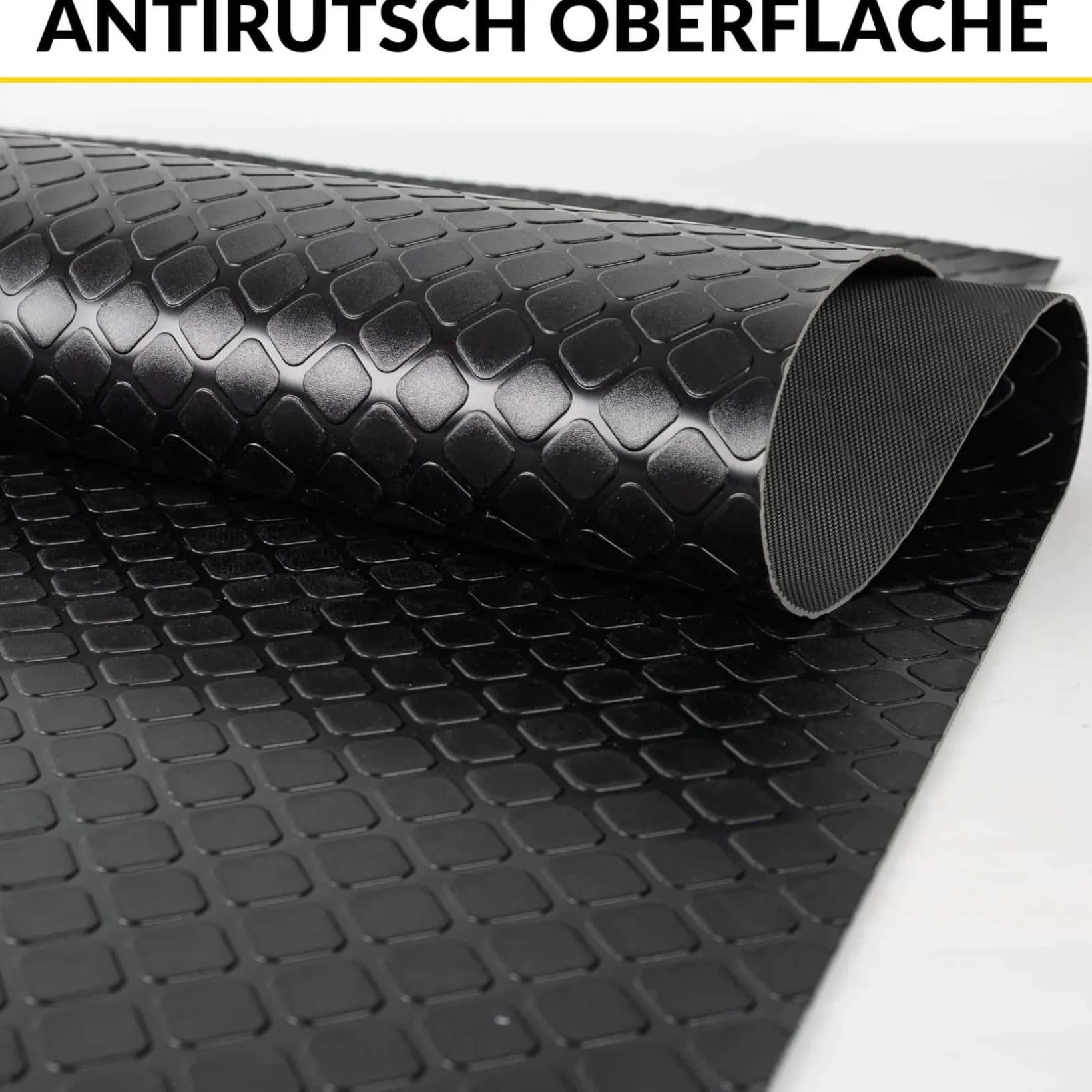 PVC Bodenbelag Meterware Antirutschmatte Dionis Vinylboden Rollenware Stärke 1,5mm Karo Schwarz Breite 100cm