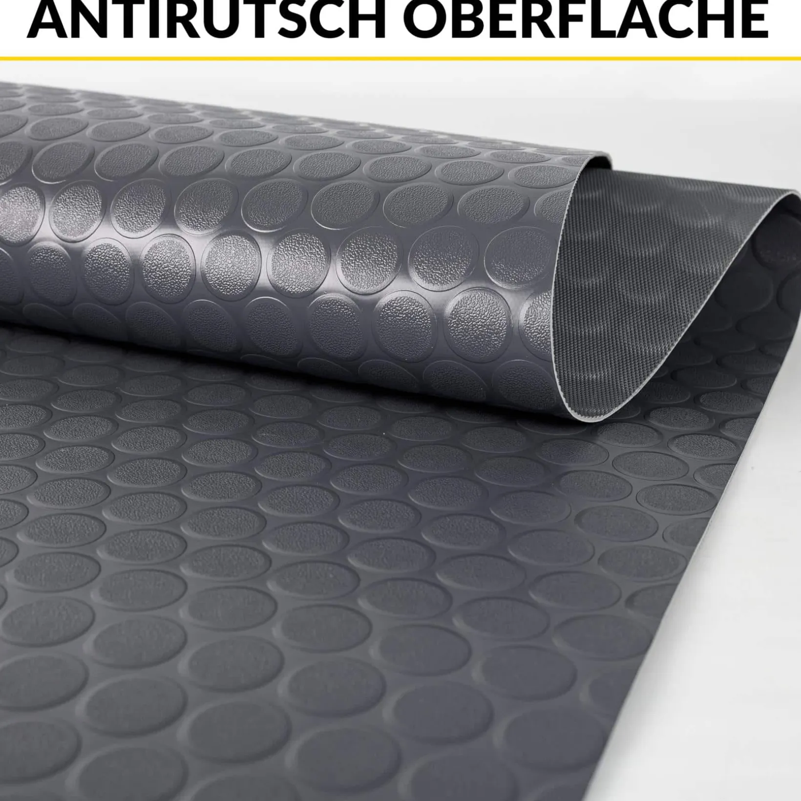 PVC Bodenbelag Meterware Antirutschmatte Vinylboden Rollenware Stärke 1,5mm Noppen Anthrazit 100cm Breite