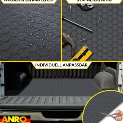PVC Bodenbelag Meterware Antirutschmatte Vinylboden Rollenware Stärke 1,5mm Noppen Anthrazit 100cm Breite