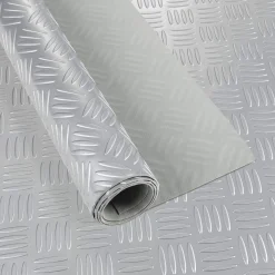 PVC Bodenbelag Meterware Antirutschmatte Vinylboden Rollenware Stärke 1,5mm Riffelblech Silber Breite 100cm