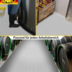 PVC Bodenbelag Meterware Antirutschmatte Vinylboden Rollenware Stärke 1,5mm Noppen Silber Breite 100cm