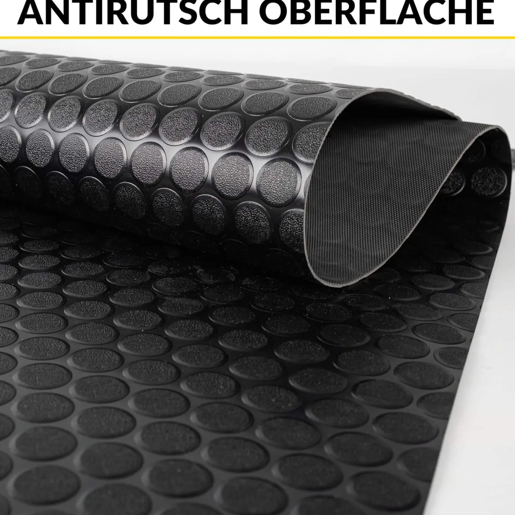 PVC Bodenbelag Meterware Antirutschmatte Vinylboden Rollenware Stärke 1,5mm Noppen Schwarz Breite 100cm