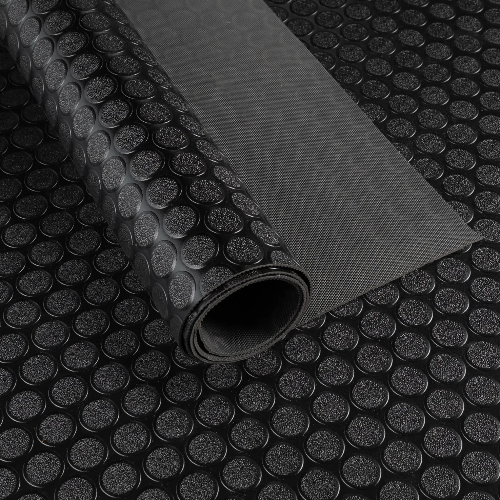 PVC Bodenbelag Meterware Antirutschmatte Vinylboden Rollenware Stärke 1,5mm Noppen Schwarz Breite 100cm