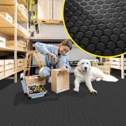 PVC Bodenbelag Meterware Antirutschmatte Vinylboden Rollenware Stärke 1,5mm Noppen Schwarz Breite 100cm