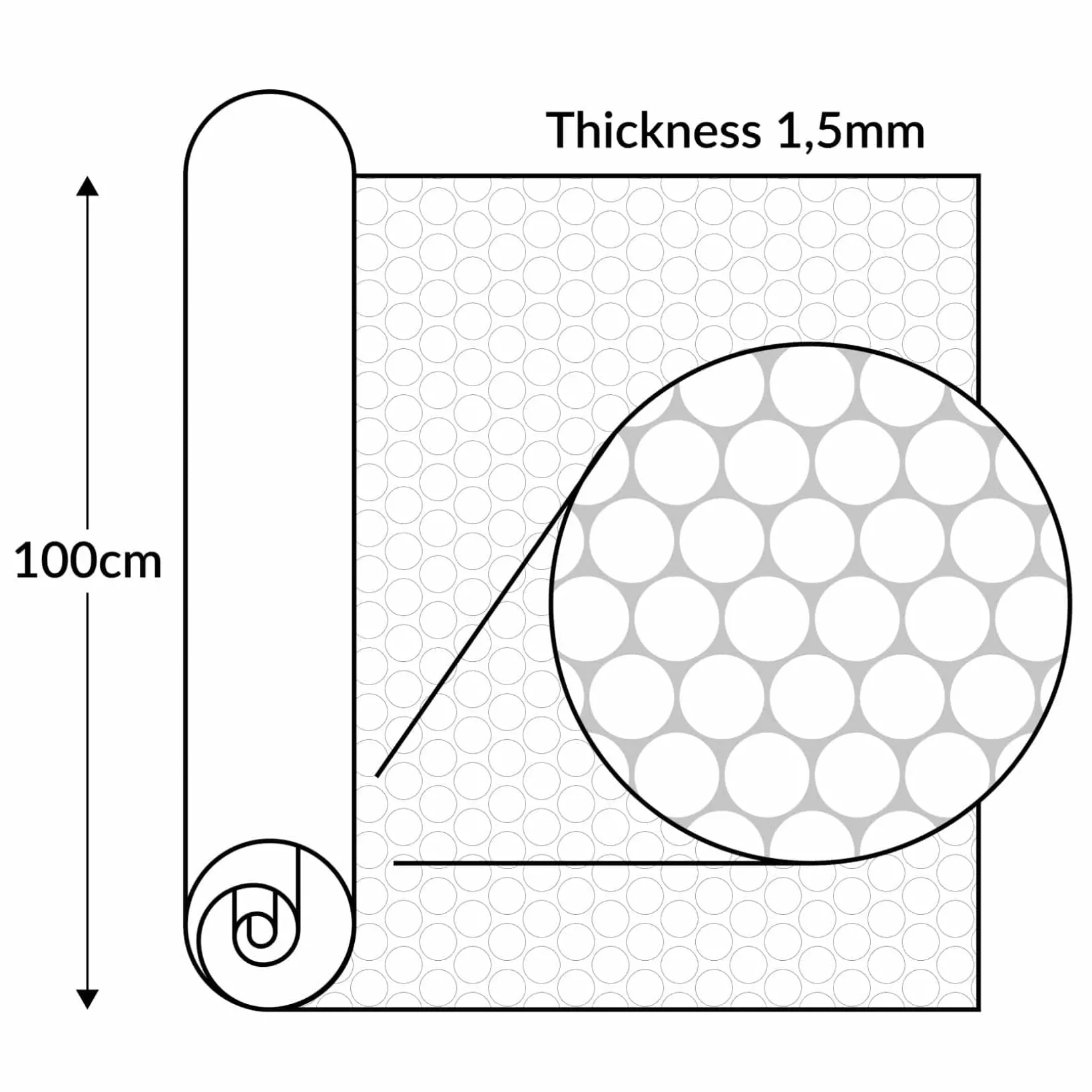 PVC Bodenbelag Meterware Antirutschmatte Vinylboden Rollenware Stärke 1,5mm Noppen Schwarz Breite 100cm