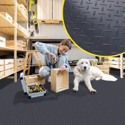 PVC Bodenbelag Meterware Antirutschmatte Vinylboden Rollenware Stärke1,5mm 100cm Breite Tränenblech Anthrazit Breite 100cm