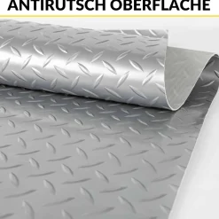 PVC Bodenbelag Meterware Antirutschmatte Vinylboden Rollenware Stärke1,5mm 100cm Breite Tränenblech Silber Breite 100cm