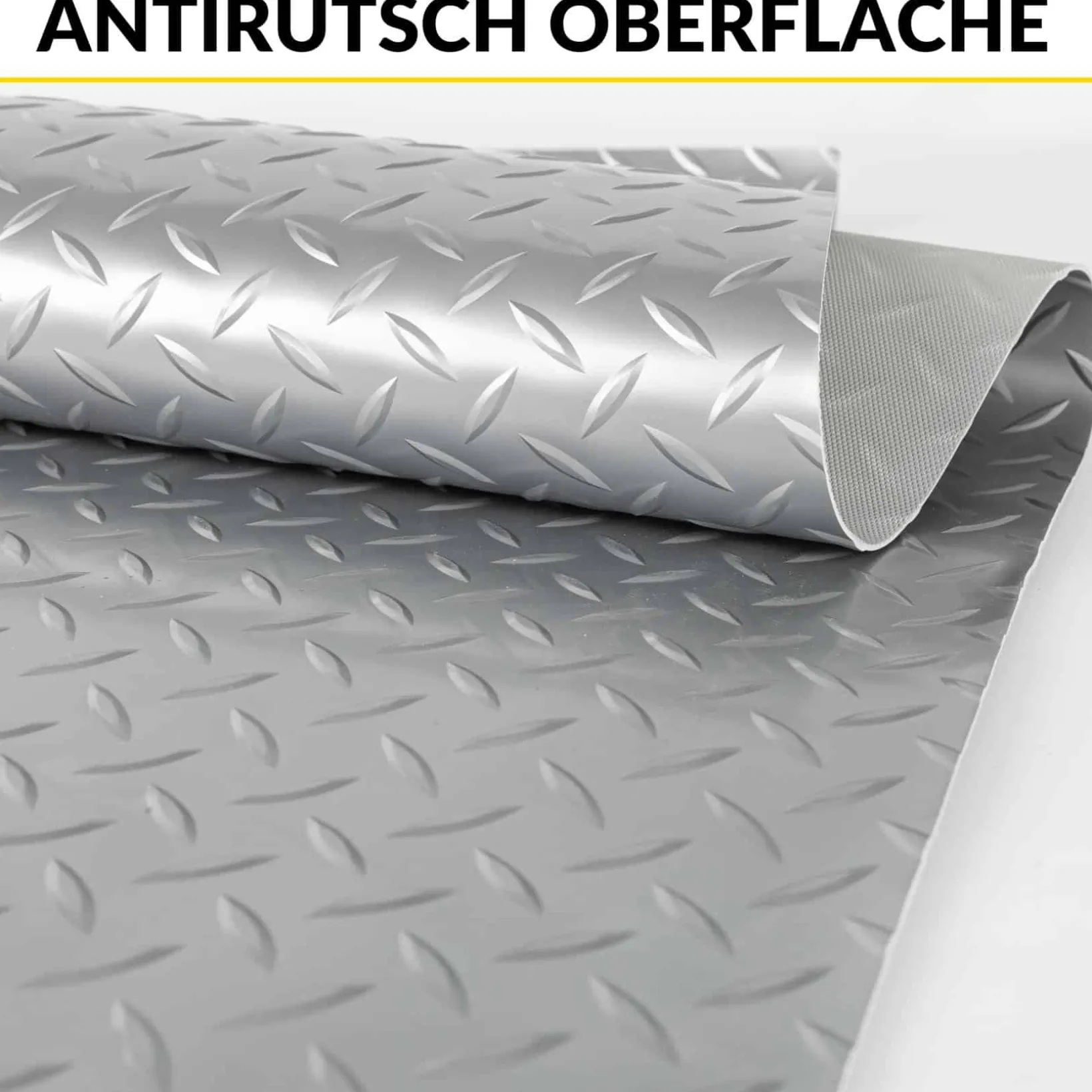 PVC Bodenbelag Meterware Antirutschmatte Vinylboden Rollenware Stärke1,5mm 100cm Breite Tränenblech Silber Breite 100cm