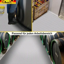 PVC Bodenbelag Meterware Antirutschmatte Vinylboden Rollenware Stärke1,5mm 100cm Breite Tränenblech Silber Breite 100cm