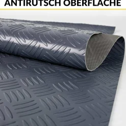 PVC Bodenbelag Meterware Antirutschmatte Vinylboden Rollenware Stärke 1,5mm Riffelblech Anthrazit Breite 100cm