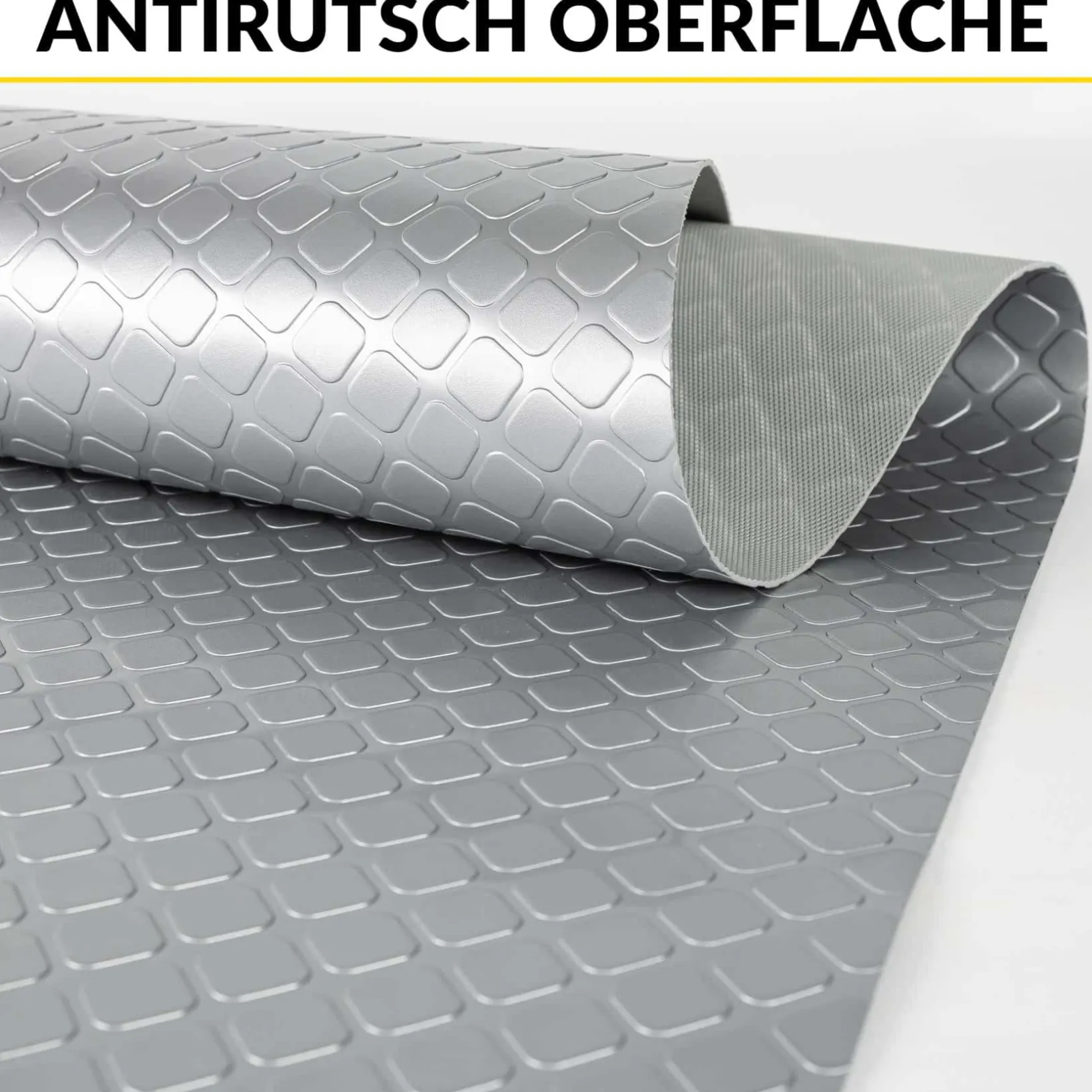 PVC Bodenbelag Meterware Dionis Antirutschmatte Vinylboden Rollenware Stärke 1,5mm Karo Silber Breite 100cm