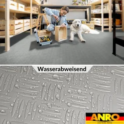 PVC Bodenbelag Meterware Vinylboden Tränenblech Riffelblech Optik 1mm Silber 140cm Breit