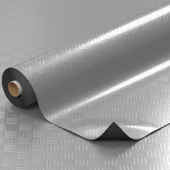 PVC Bodenbelag Meterware Vinylboden Tränenblech Riffelblech Optik 1mm Silber 140cm Breit