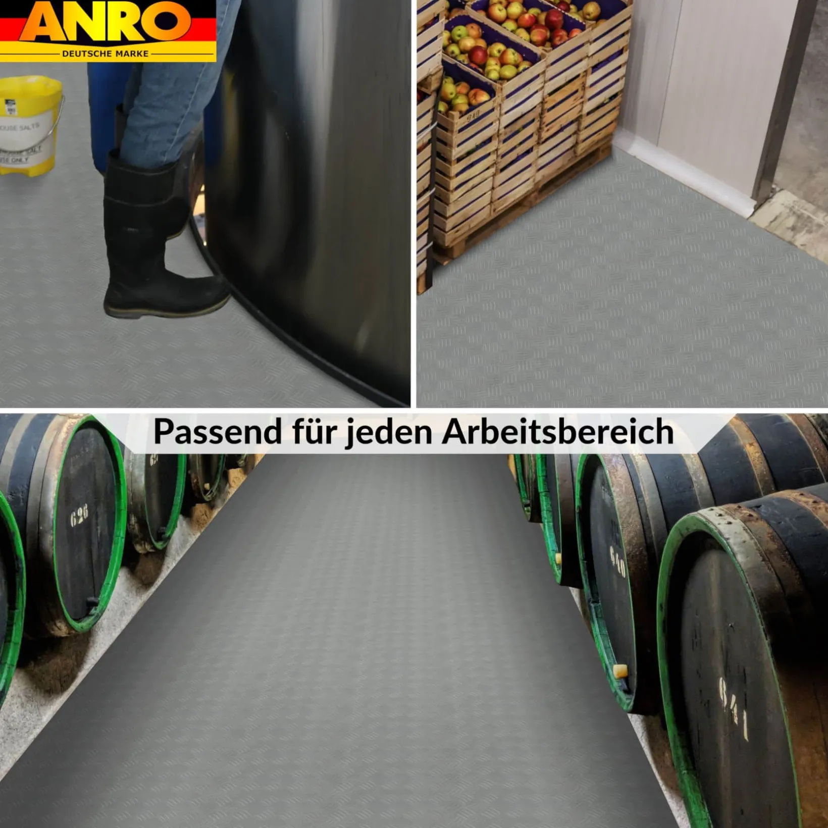 PVC Bodenbelag Meterware Vinylboden Tränenblech Riffelblech Optik 1mm Silber 140cm Breit