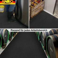 PVC Bodenbelag Vinylboden Noppen 1mm Antirutschmatte Noppenmatte Meterware Schwarz 140cm Breit