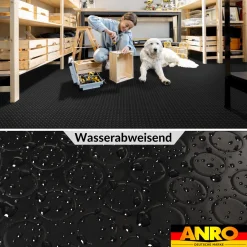PVC Bodenbelag Vinylboden Noppen 1mm Antirutschmatte Noppenmatte Meterware Schwarz 140cm Breit