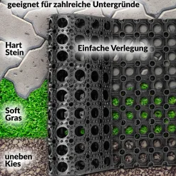 Ringgummimatte Gummimatte Wabenmatte Fußabtreter Schmutzfangmatte 80x120cm Schwarz