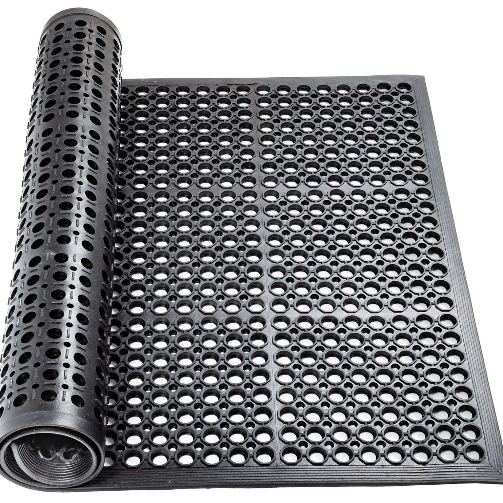 Ringgummimatte mit Gummirand Schmutzfangmatte Gummimatte Wabenmatte 90x150cm Schwarz