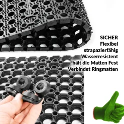 Ringgummimatten Verbinder schwarz für Ringmatten 16 und 22 mm