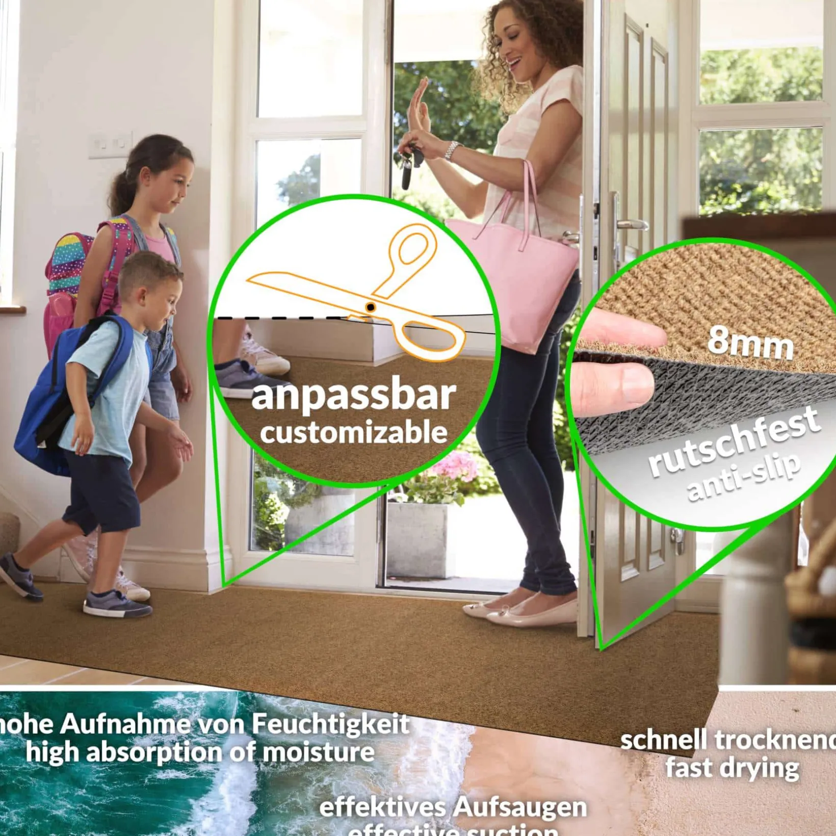 Sauberlaufmatte Schmutzfangmatte Teppichläufer Läufer Flur JUMBO Breite 100cm Meterware