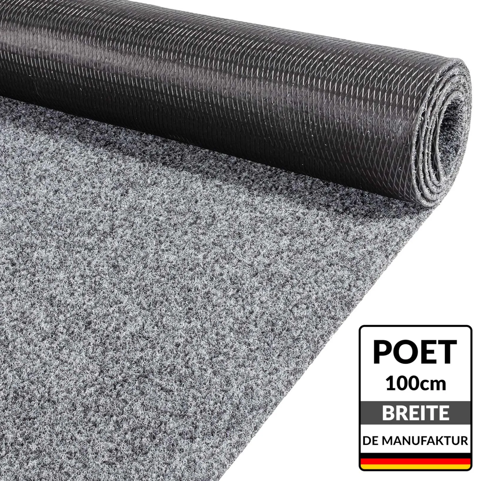 Sauberlaufmatte Schmutzfangmatte Teppichläufer Läufer Flur Innen Außen Eingang POET Breite 100cm Grau