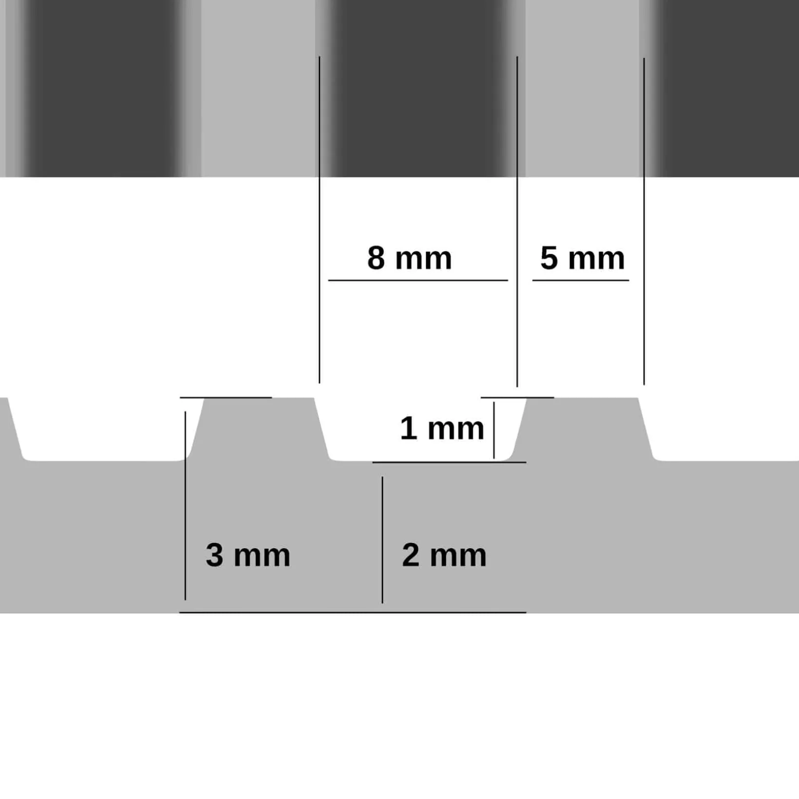 SBR Gummimatte Meterware Gummi Bodenbelag Breitriefen Schwarz Stärke: 3mm 100cm Breite