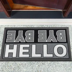 Schmutzfangmatte Fußmatte Türvorleger rutschfest Hello Bye Bye – Glitzer 40x68cm