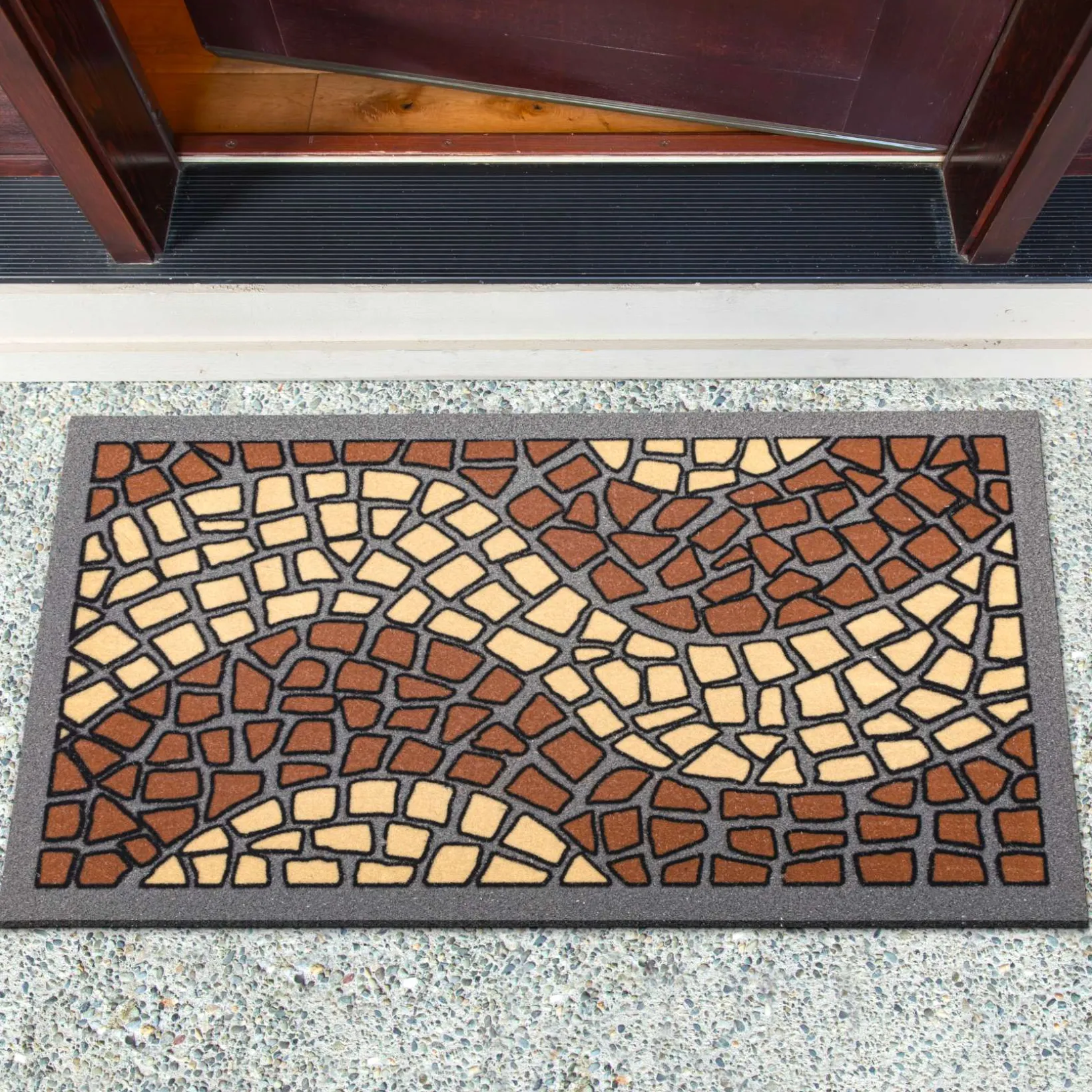Schmutzfangmatte Fußmatte Türvorleger rutschfest Mosaik Braun 40x68cm