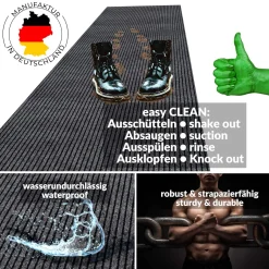 Schmutzfangmatte Teppich Meterware Fußmatte Sauberlaufmatte Flur Läufer Grau Breite 100 cm