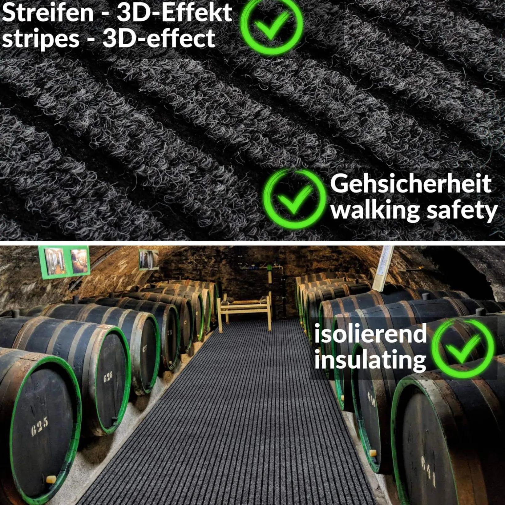Schmutzfangmatte Teppich Meterware Fußmatte Sauberlaufmatte Flur Läufer Grau Breite 80 cm
