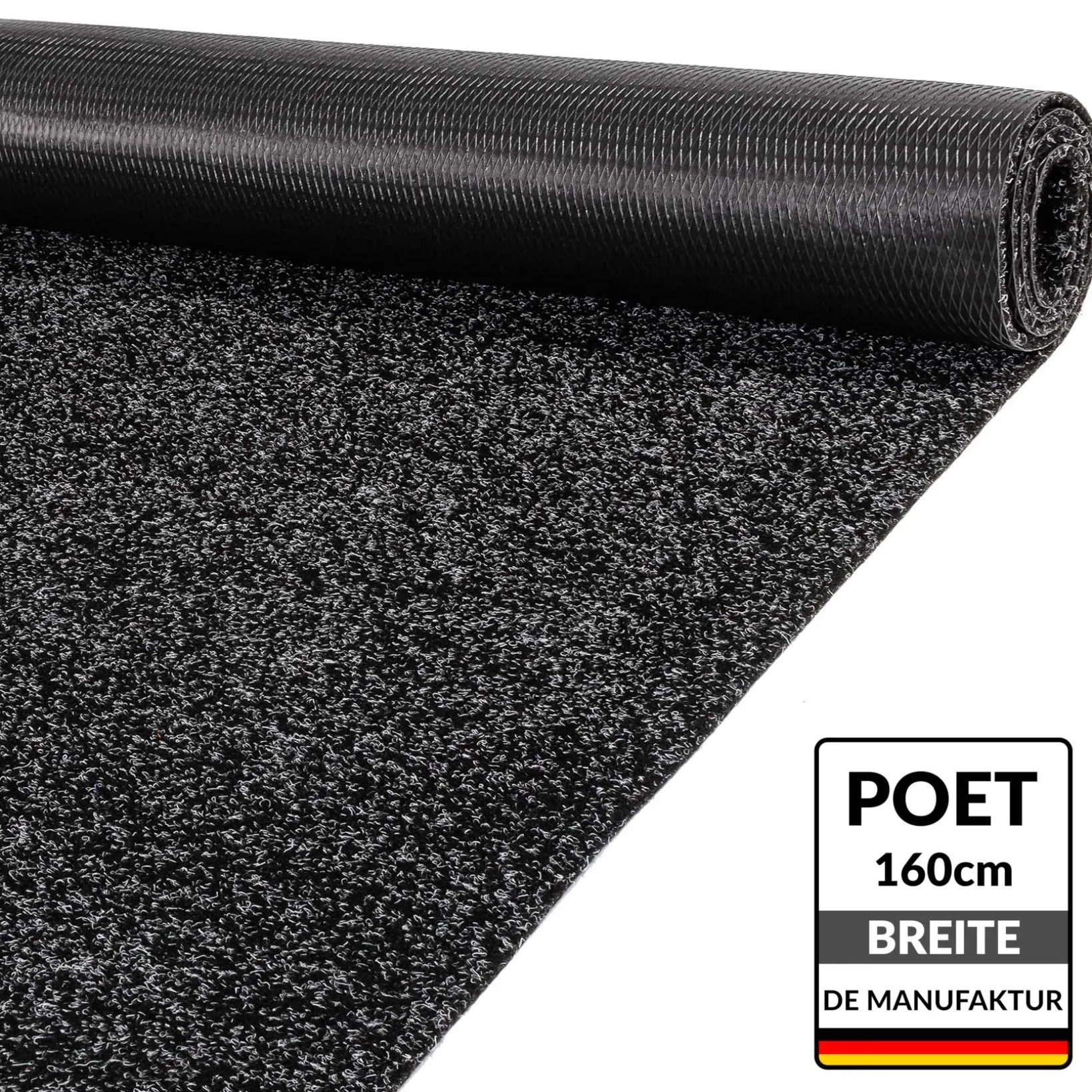 Schmutzfangteppich Sauberlaufmatte Flur Teppich Teppichläufer Läufer Flur POET Breite 160cm Schwarz