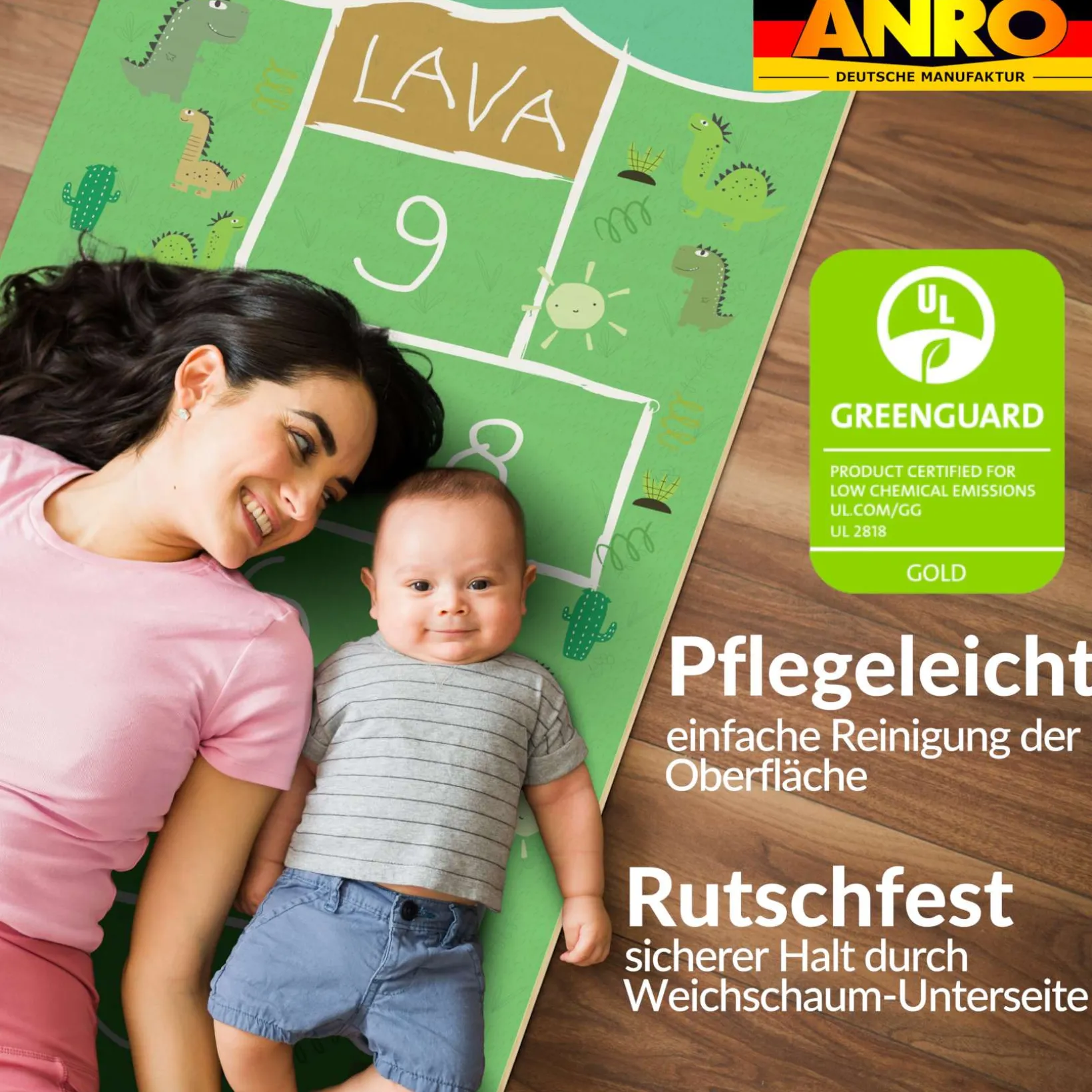 Spielmatte Hüpfspiel Teppich Läufer Hüpfspiel abwaschbar rutschfest Himmel & Hölle 75x235cm