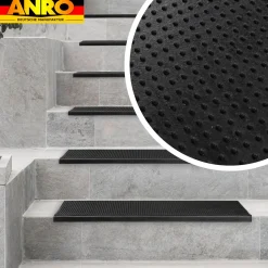 Stufenmatte Gummi mit Kantenschutz Noppenmuster PunkteTreppenstufen Trittschutz 75x25x2,5cm