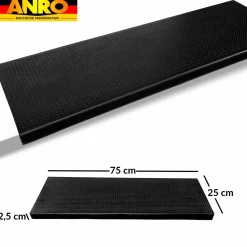Stufenmatte Gummi mit Kantenschutz Noppenmuster PunkteTreppenstufen Trittschutz 75x25x2,5cm