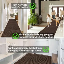 Teppichboden Flur Läufer Teppichläufer Büroläufer Meterware SMER 100cm Breite