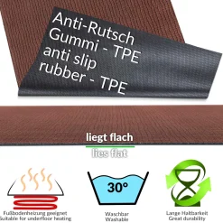 Teppichläufer Flurläufer Küchenläufer Velours Wilson Braun 65cm Breit