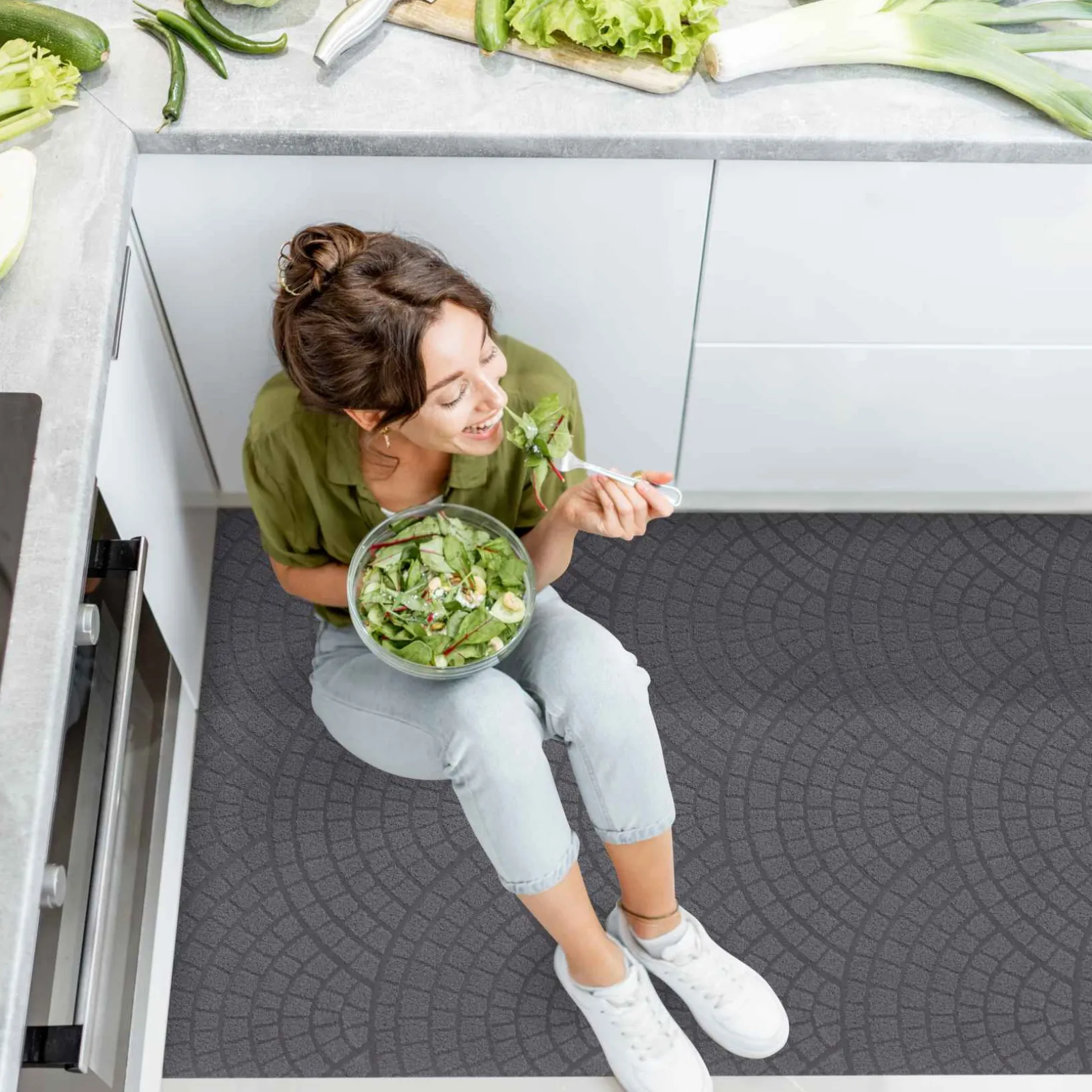 Teppichläufer Flur Läufer Küchenläufer Sauberlaufmatte Premium waschbar Davis Mosaiksteinen Breite 100cm
