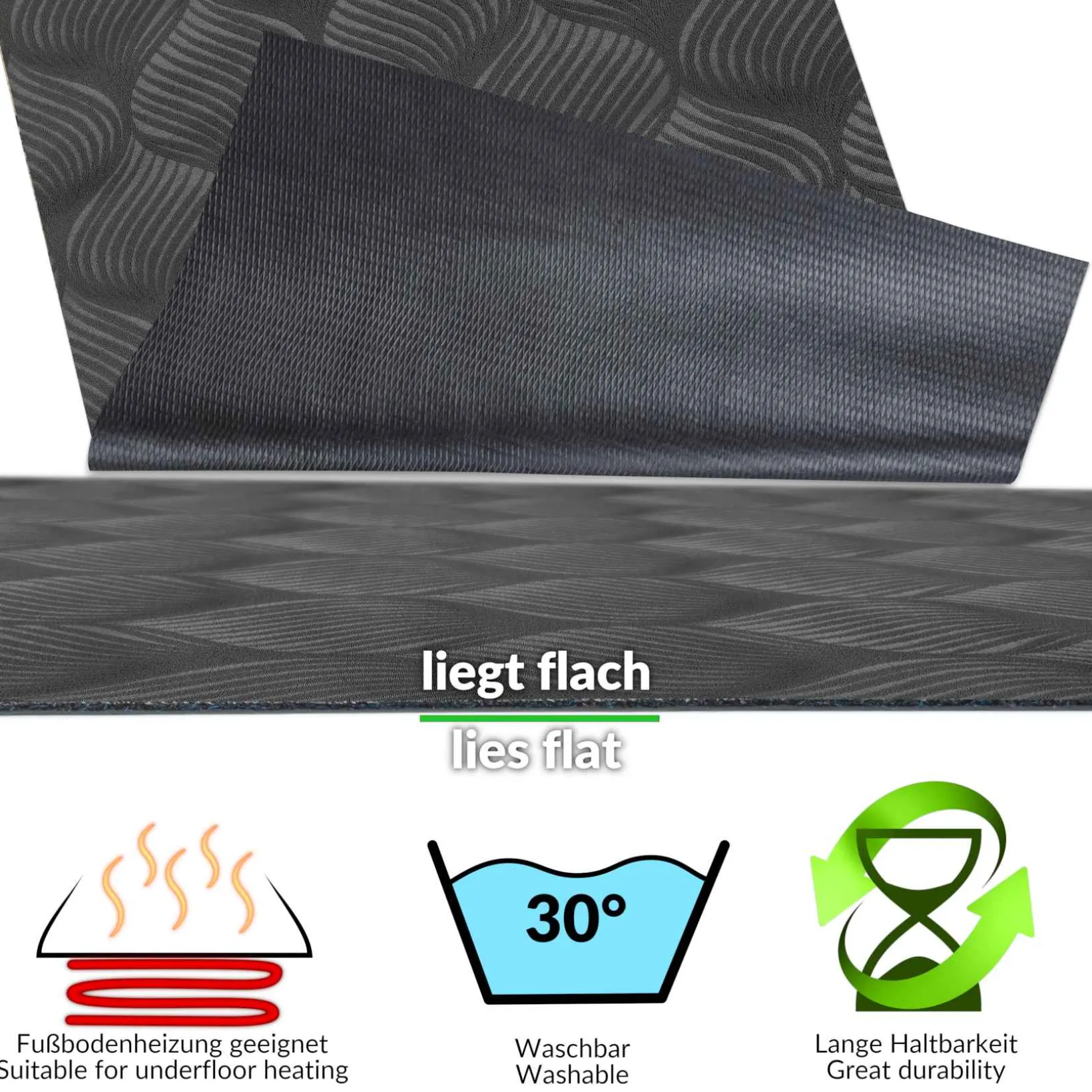 Teppichläufer Flur Läufer Küchenläufer Sauberlaufmatte Teppich Flur abwaschbar Textil Baker Breite 100cm
