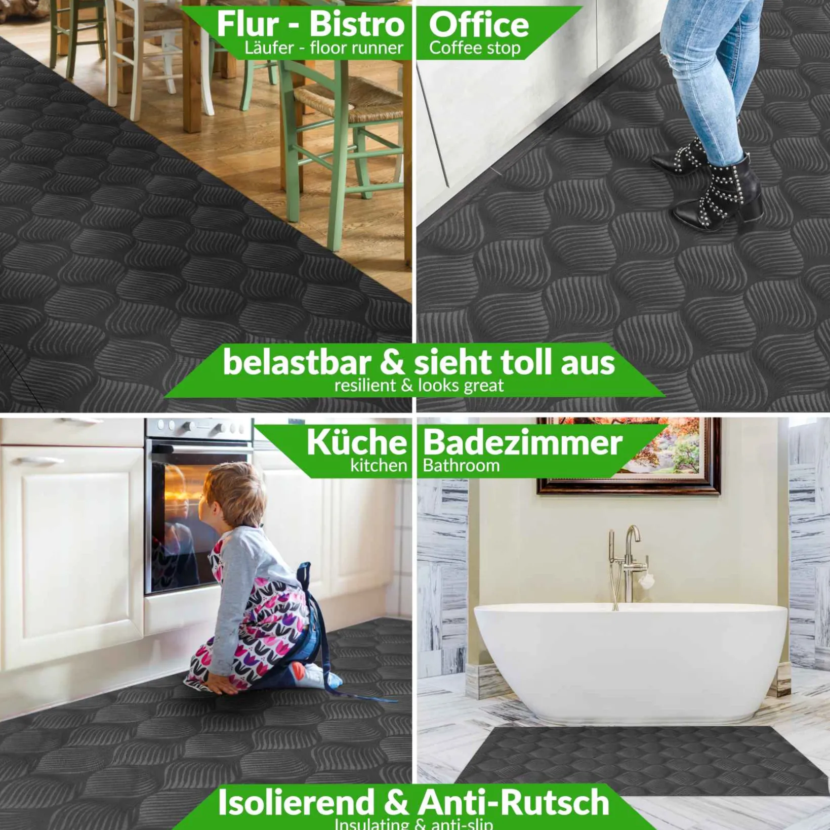 Teppichläufer Flur Läufer Küchenläufer Sauberlaufmatte Teppich Flur abwaschbar Textil Baker Breite 100cm