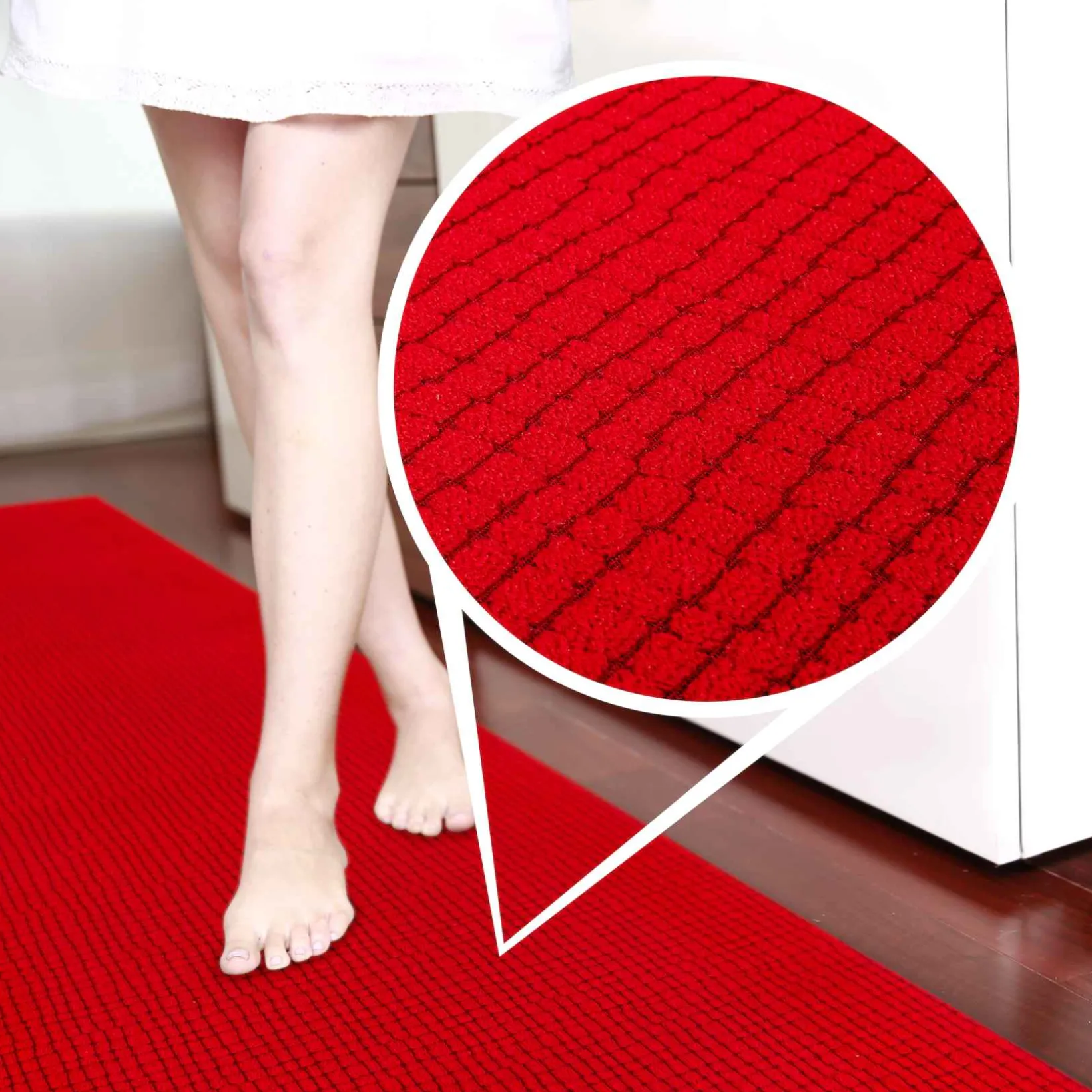 Teppichläufer Flurläufer Küchenläufer Velours rutschfest Wilson Rot 65cm Breit