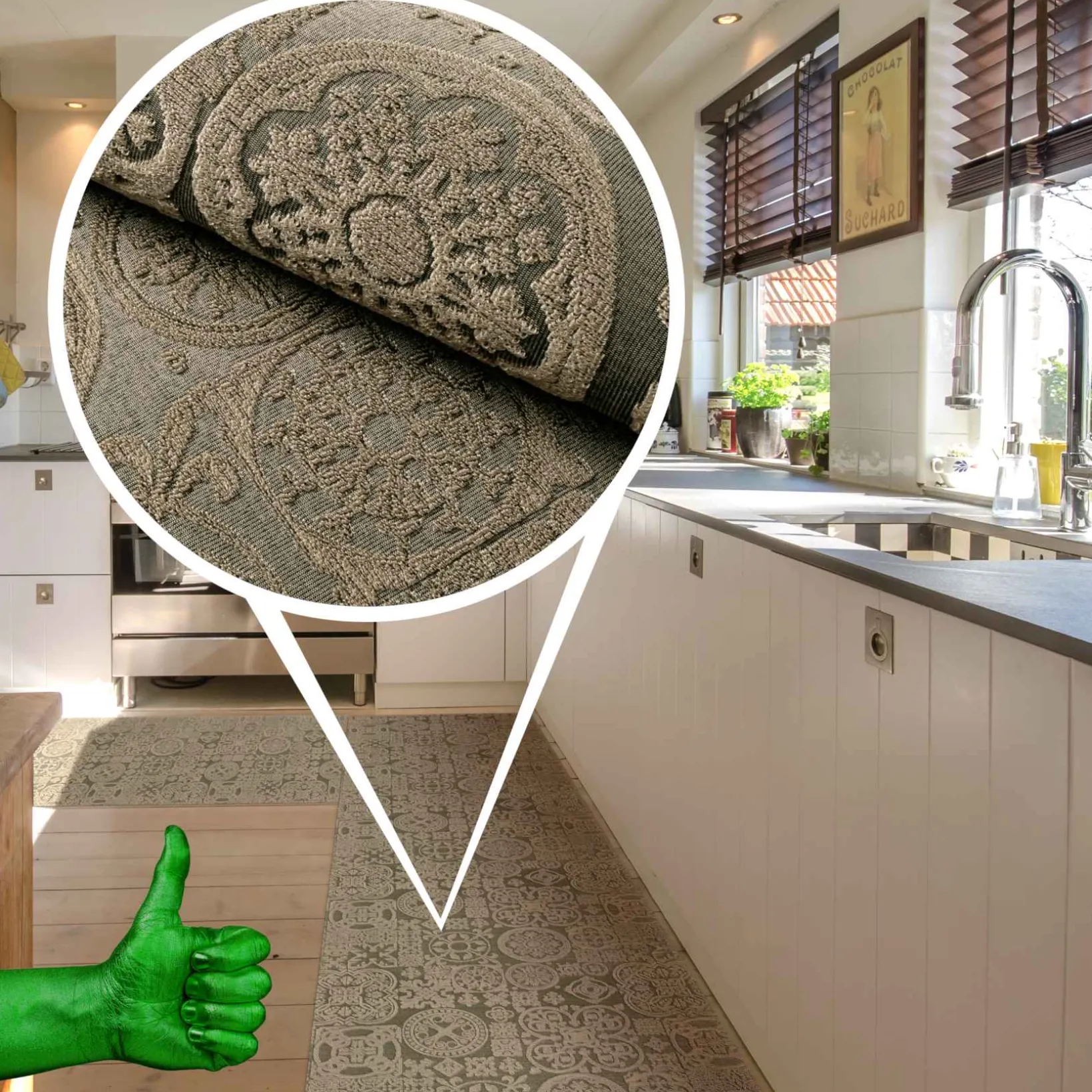 Teppichläufer Flurläufer Küchenläufer Velours waschbar rutschfest Jacquard Teppich Sisi Raku Braun 65cm Breit