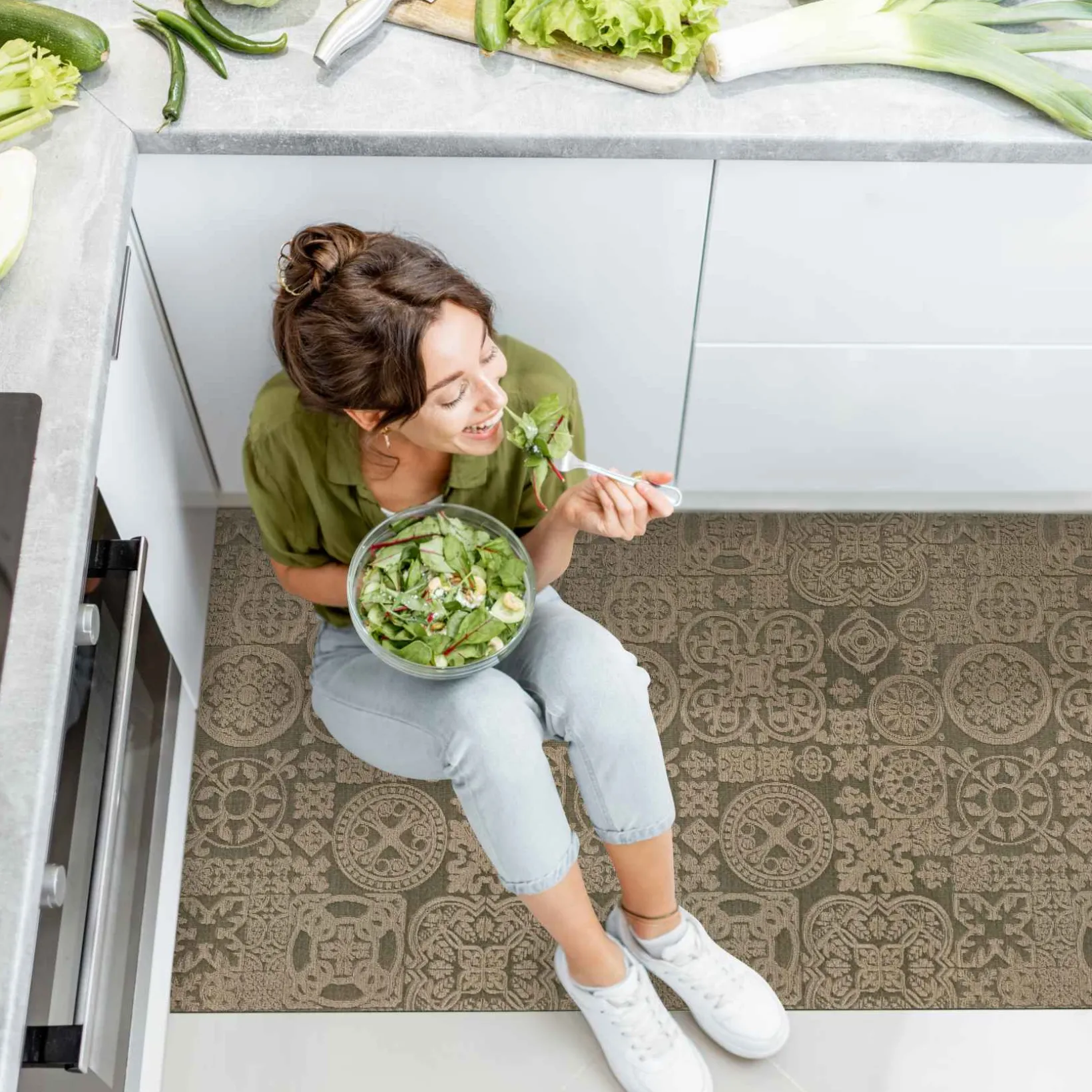 Teppichläufer Flurläufer Küchenläufer Velours waschbar rutschfest Jacquard Teppich Sisi Raku Braun 65cm Breit