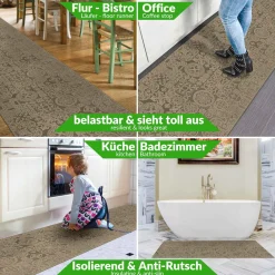 Teppichläufer Flurläufer Küchenläufer Velours waschbar rutschfest Jacquard Teppich Sisi Raku Braun 65cm Breit