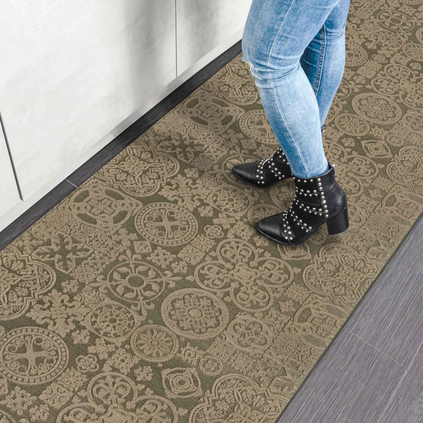 Teppichläufer Flurläufer Küchenläufer Velours waschbar rutschfest Jacquard Teppich Sisi Raku Braun 65cm Breit