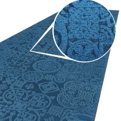 Teppichläufer Flurläufer Küchenläufer Velours Jacquard Teppich Sisi Raku Blau 65cm Breit