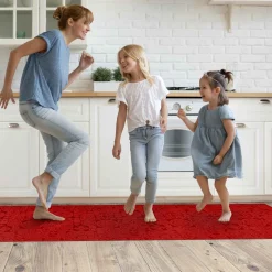 Teppichläufer Flurläufer Küchenläufer Velours waschbar rutschfest Jacquard Teppich Sisi Raku Rot 65cm Breit