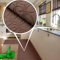 Teppichläufer Flurläufer Küchenläufer Velours waschbar rutschfest Sisi Optical Braun 65cm Breit