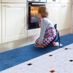 Teppichläufer Flurläufer Küchenläufer Velours waschbar rutschfest Sisi Essence Blau 50cm Breit