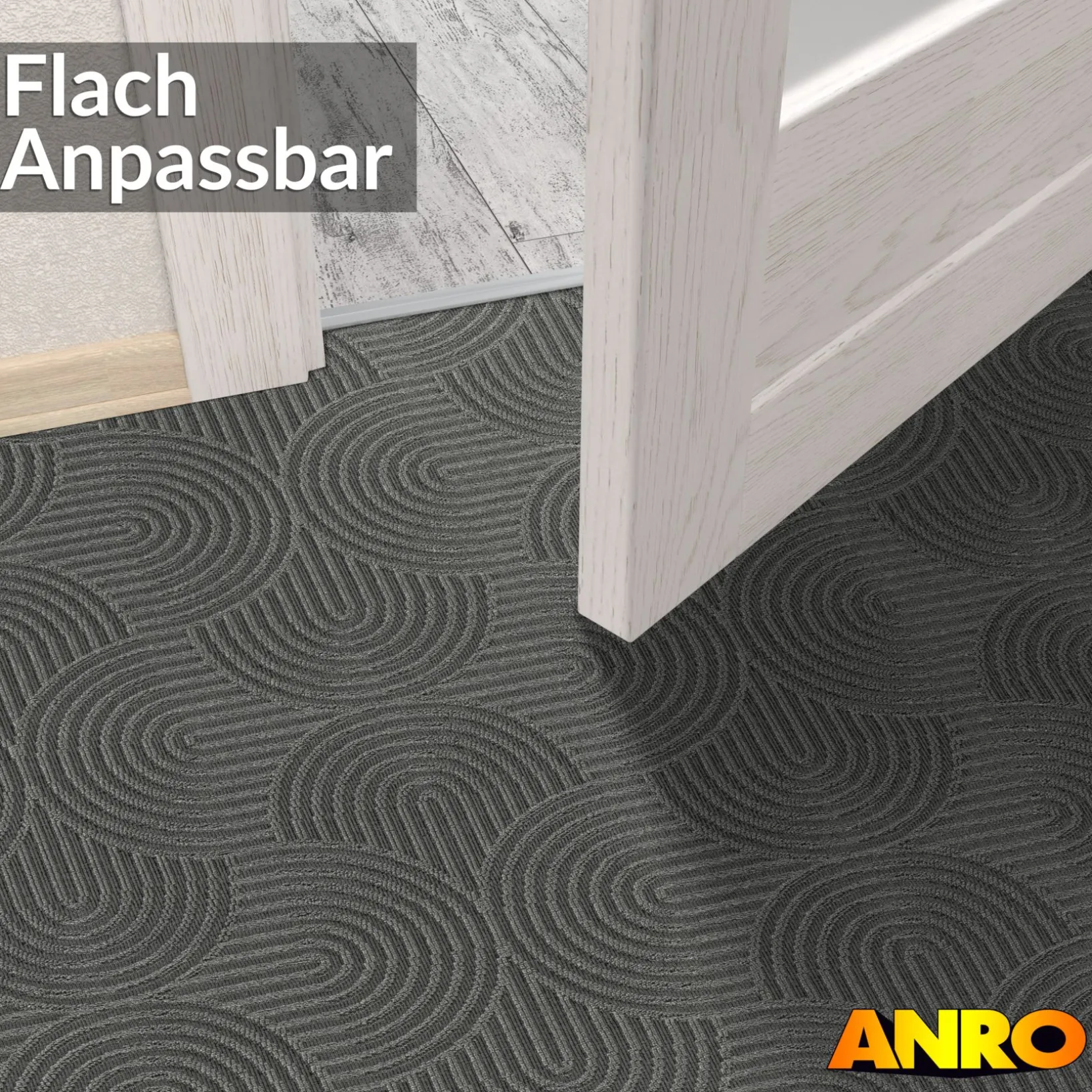 Teppichläufer Küchenläufer Flur Läufer Velours rutschfest waschbar Anthrazit Velora 3 Breiten